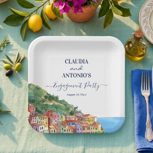 Elegant Italian Riviera Engagement Party Paper Plates