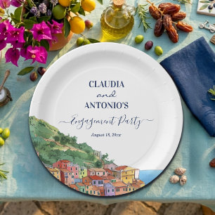 Elegant Italian Riviera Engagement Party Paper Plates