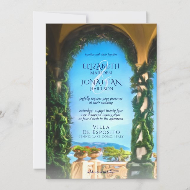 Elegant Italian Villa Arch Destination Wedding Invitation (Front)