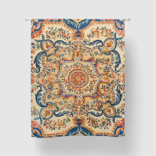 Elegant Italian Vintage Baroque Blue Orange Blackout Curtains