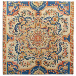 Elegant Italian Vintage Baroque Blue Orange  Cloth Napkin