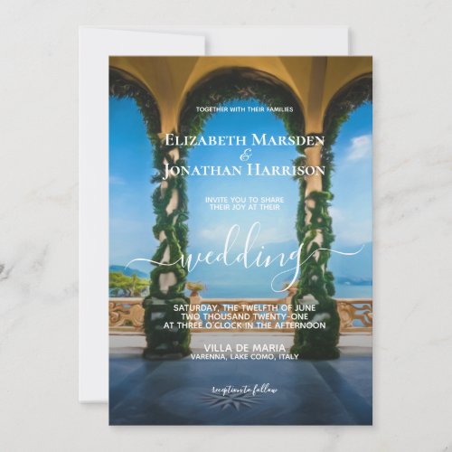 Elegant Italian Wedding Arches Lake Como Invitation