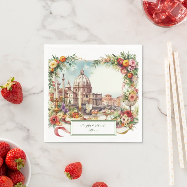 Elegant Italian Wedding invitation in Florence,  Napkins (Insitu)