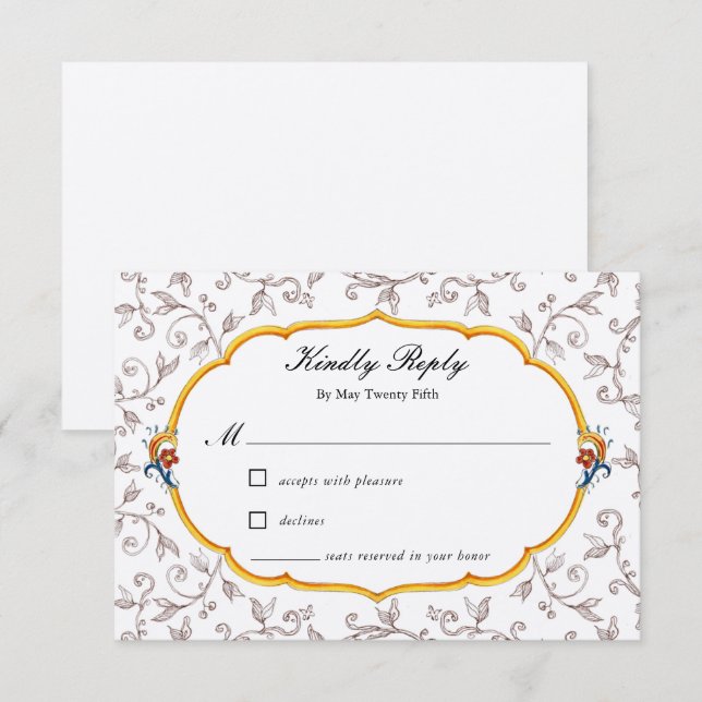 Elegant Italian Wedding RSVP Card (Front/Back)