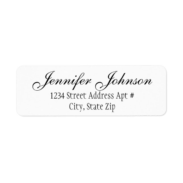 Elegant Italic Script Return Address Envelope Label (Front)
