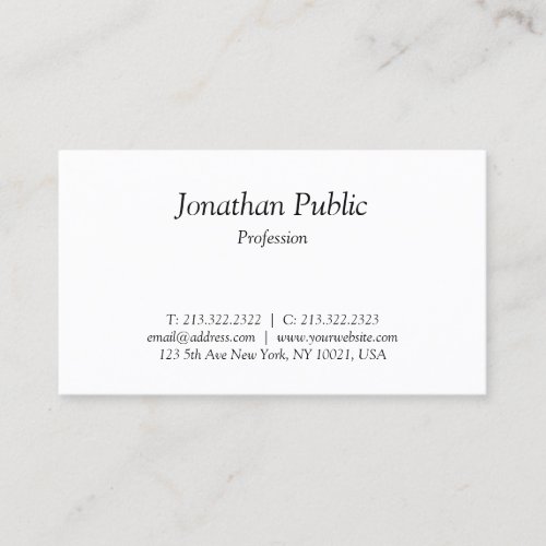 Elegant Italic Text Design Professional Simple Business Card