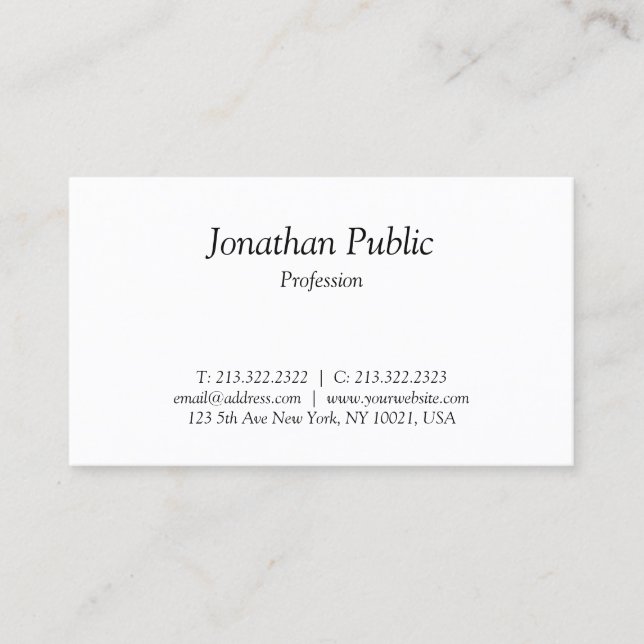 Elegant Italic Text Design Professional Simple Business Card (Front)