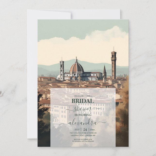 Elegant Italy Florence Destination  Bridal Shower Invitation (Front)