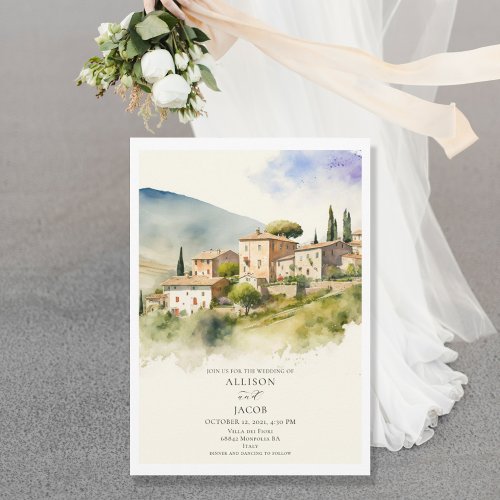 Elegant Italy Landscape Destination Wedding Invitation