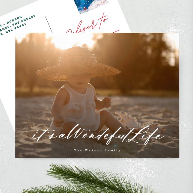 Elegant | It's a Wonderful Life | Christmas Photo Holiday Postcard (Creator Uploaded)