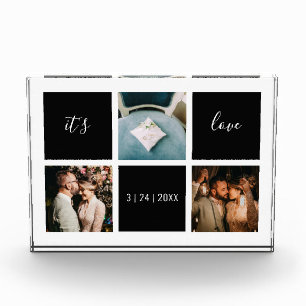 Elegant It's Love 3 Photo Keepsake Block