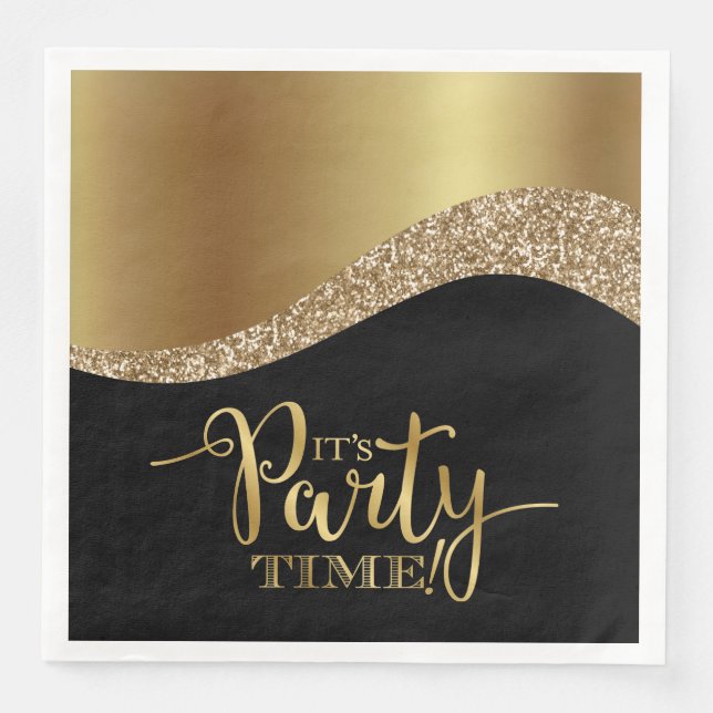 Elegant It's Party Time Paper Napkin (Front)