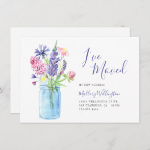 Elegant Ive Moved Watercolor Floral Moving Announcement