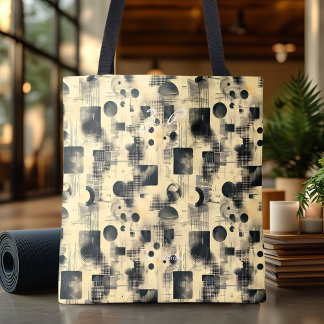 Elegant Ivory Abstract Tote Bag Minimal Geometric