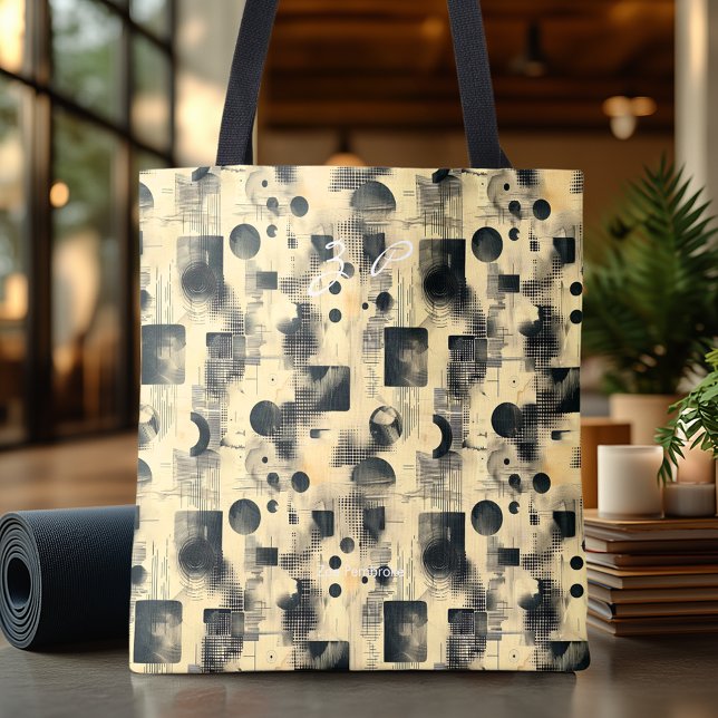 Elegant Ivory Abstract Tote Bag Minimal Geometric  (Creator Uploaded)