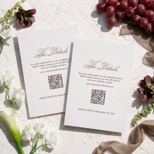 Elegant Ivory and Brown Wedding Details Enclosure Card