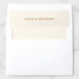 Elegant Ivory and Copper Names Wedding Envelope Liner