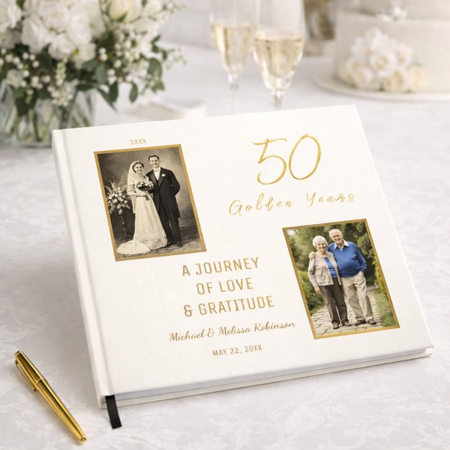 Elegant Ivory and Gold 50th Anniversary Keepsake Guest Book (A beautiful keepsake celebrating 50 years of love, memories, and a lifetime together)
