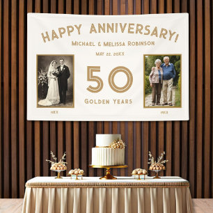 Elegant Ivory and Gold 50th Wedding Anniversary  Banner