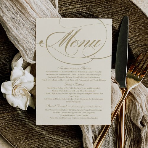 Elegant Ivory and Gold Calligraphy Wedding Invitation