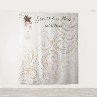 Elegant Ivory and Gold Christmas Wedding Backdrop