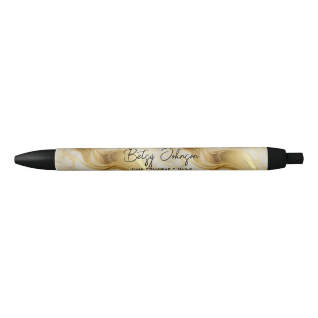 Elegant Ivory and Gold Marbled  Pen (Front)
