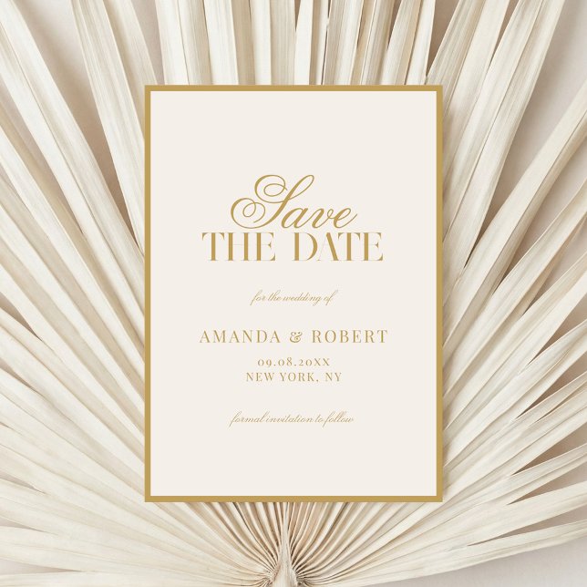 Elegant Ivory and Gold Old Money Wedding Save The Date (Creator Uploaded)