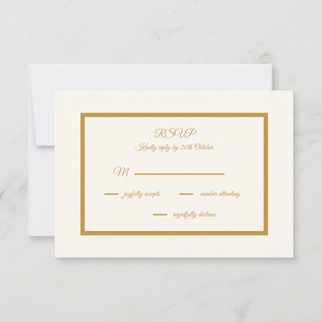 Elegant ivory and gold  RSVP card (Front)
