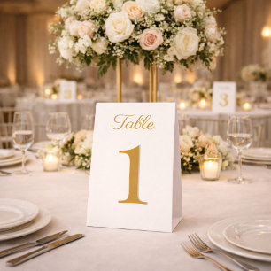 Elegant Ivory and Gold Table Numbers Paper Table Tent