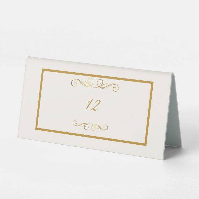 Elegant ivory and gold   table tent (Front)
