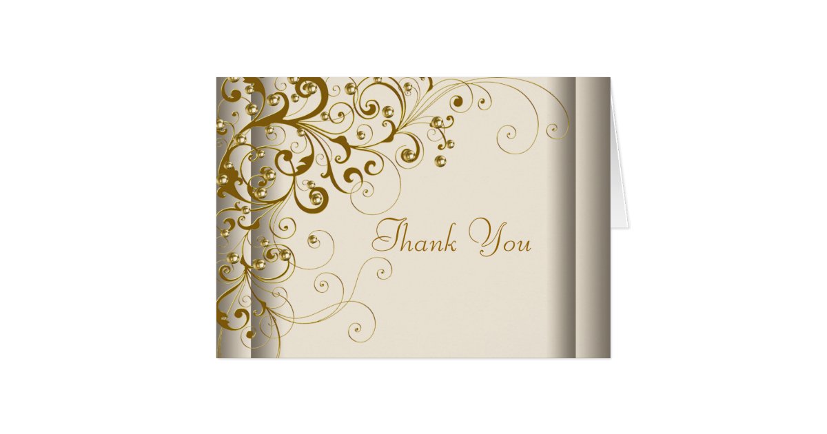 50th Wedding Anniversary Thank You Cards Greeting Photo Elegant Ivory And Gold Thank You Cards