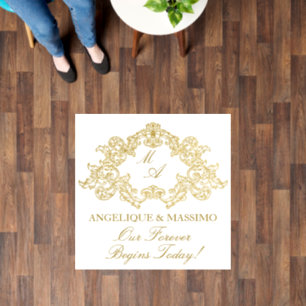 Elegant ivory and gold vintage wedding floor decals