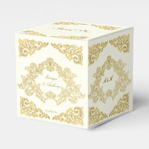 Elegant ivory and gold vintage wedding template favor boxes