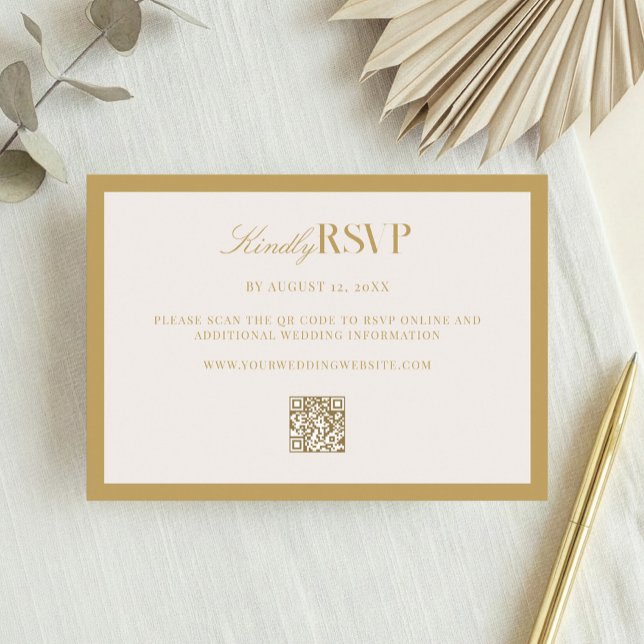 Elegant Ivory and Gold Wedding RSVP Card (Creator Uploaded)