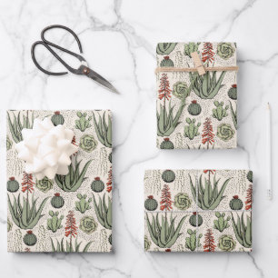Elegant Ivory and Green Flower Pattern Floral Wrapping Paper Sheets