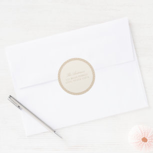 Elegant Ivory and Tan Stripes Return Address Classic Round Sticker