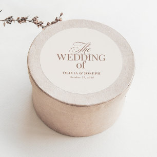 Elegant Ivory and Taupe Luxe Neutral Wedding Classic Round Sticker