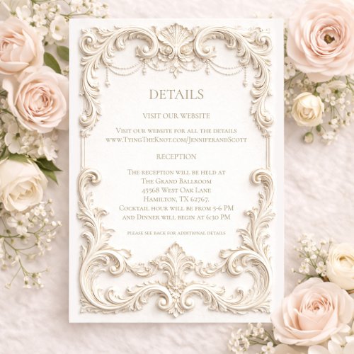 Elegant Ivory Baroque Wedding Enclosure Card