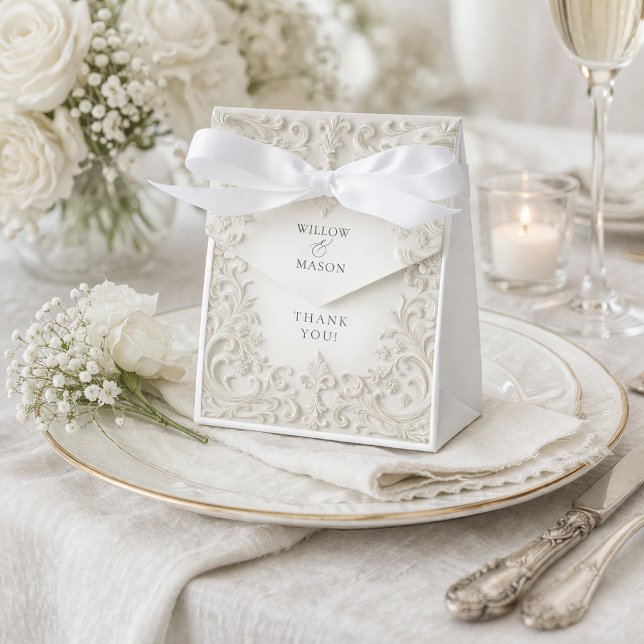 Elegant Ivory Baroque Wedding Thank You  Favor Boxes (Elegant Ivory Baroque Wedding Thank You Favor Boxes)