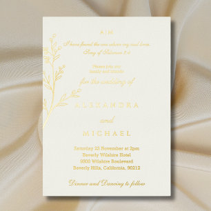 Elegant Ivory Bible Verse Christian Wedding Foil Invitation