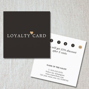 Elegant Ivory Black Faux Gold Heart Beauty Loyalty Card