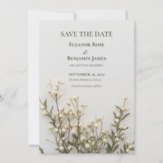 Elegant Ivory Botanical Save the Date