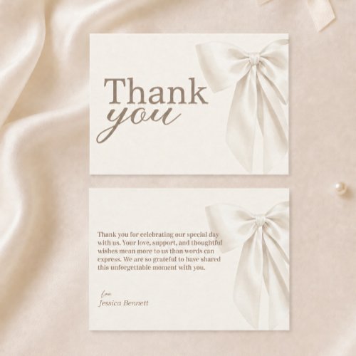 Elegant Ivory Bow Bridal Shower Thank You Card