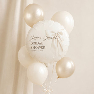 Elegant Ivory Bow Romantic Bridal Shower Neutral Balloon