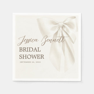 Elegant Ivory Bow Romantic Bridal Shower Pattern Napkins
