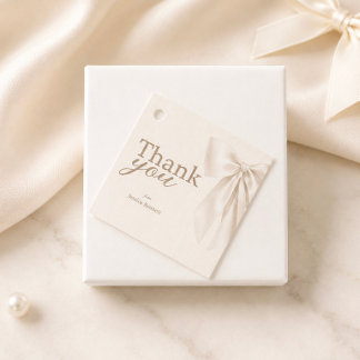 Elegant Ivory Bow Romantic Bridal Shower Thank You Favor Tags