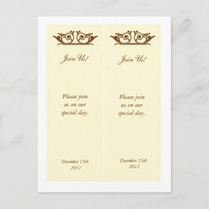Elegant Ivory/Brown Save the Date Bookmarks Announcement Postcard