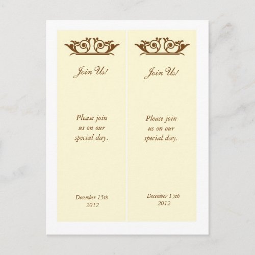 Elegant IvoryBrown Save the Date Bookmarks Announcement Postcard