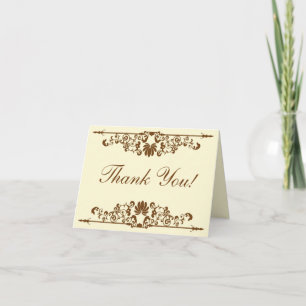 Elegant Ivory/Brown Wedding Folded Thank You Card