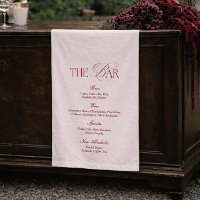 Elegant Ivory & Burgundy Wedding Bar Fabric Sign